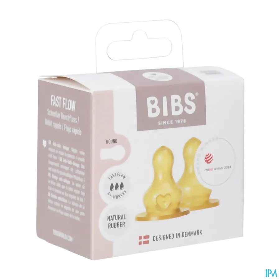 packshot van Bibs Zuigfles Spenen Latex Duopack Fast