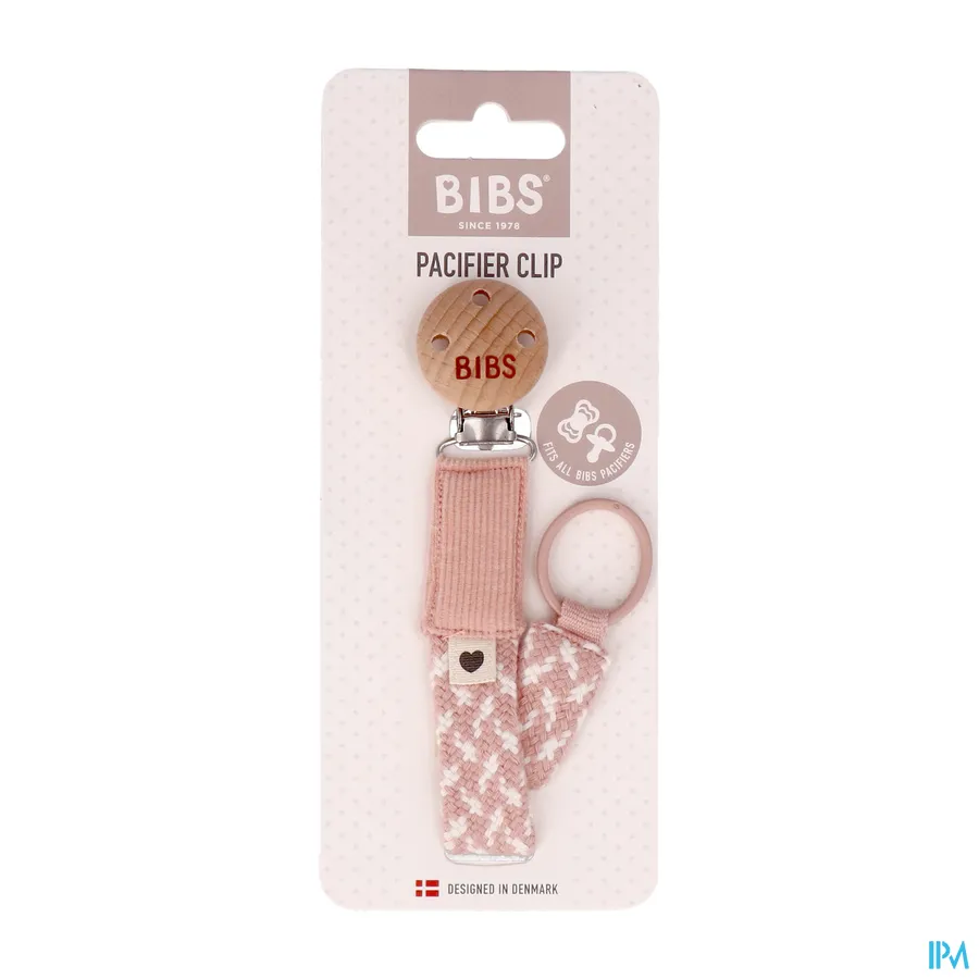 packshot van Bibs Fopspeenketting Braided Blush & ivory