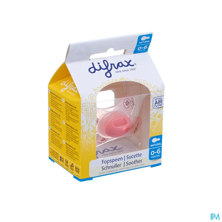 packshot van Difrax Fopspeen Natural 0-6m
