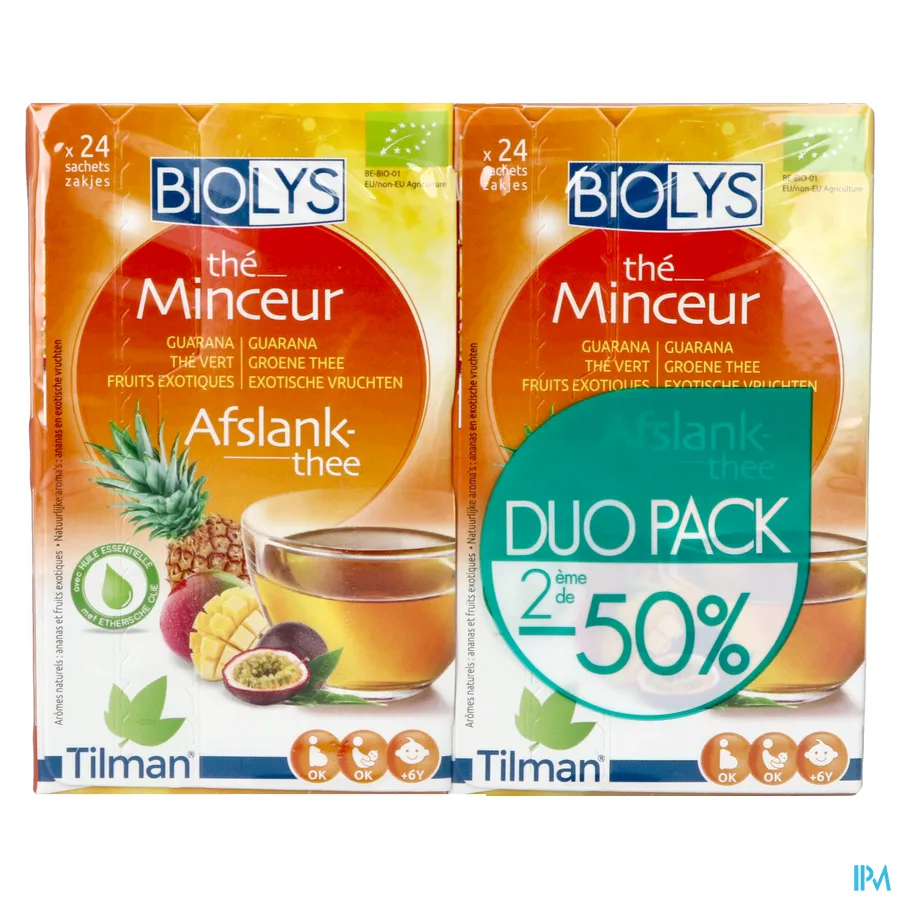 packshot van Biolys Guarana Groene Thee Exotische vruchten duopack 2 x 24 zakjes