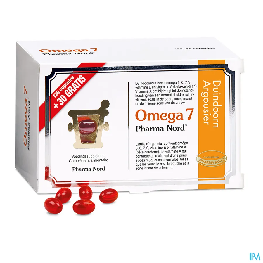 packshot van Pharma Nord Omega 7 120 + 30 capsules