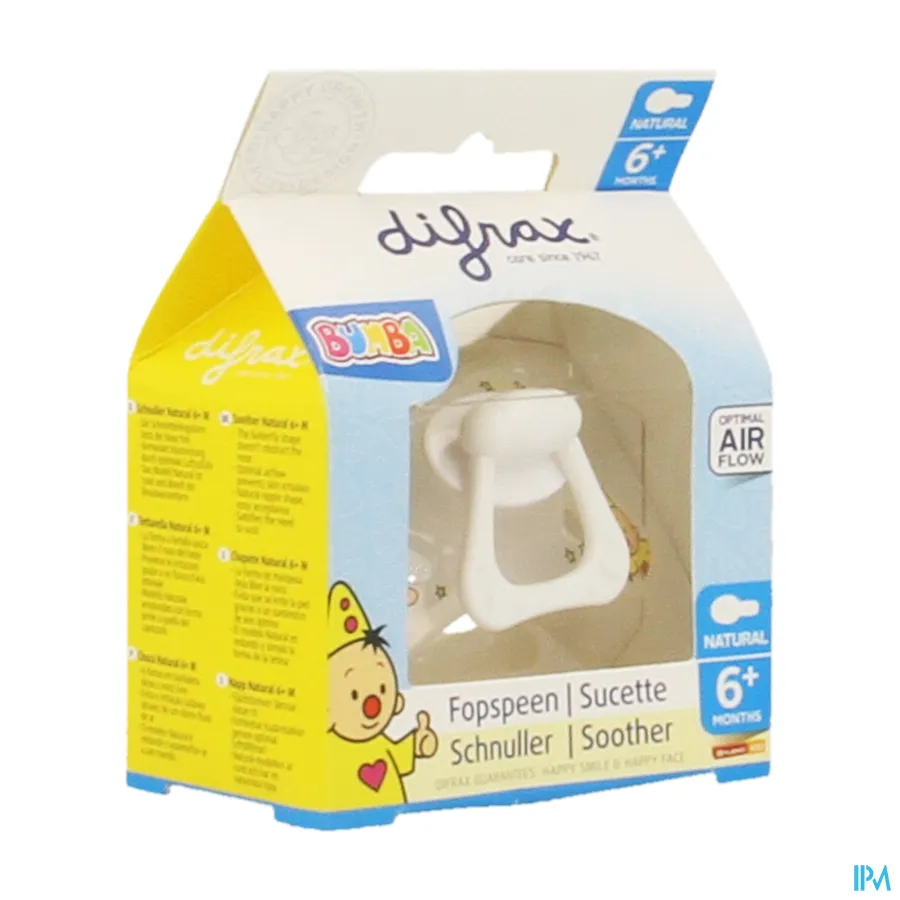 packshot van Difrax Fopspeen Natural 6m+ Bumba