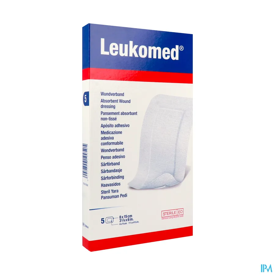 packshot van Leukomed Steriel Wondverband 8 x 15 cm 5 stuks