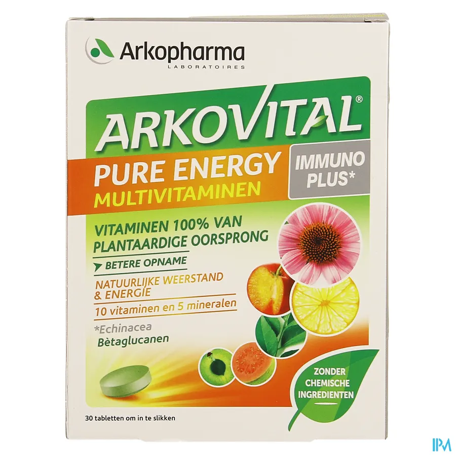 packshot van Arkovital Pure Energy Immunoplus 30 tabletten