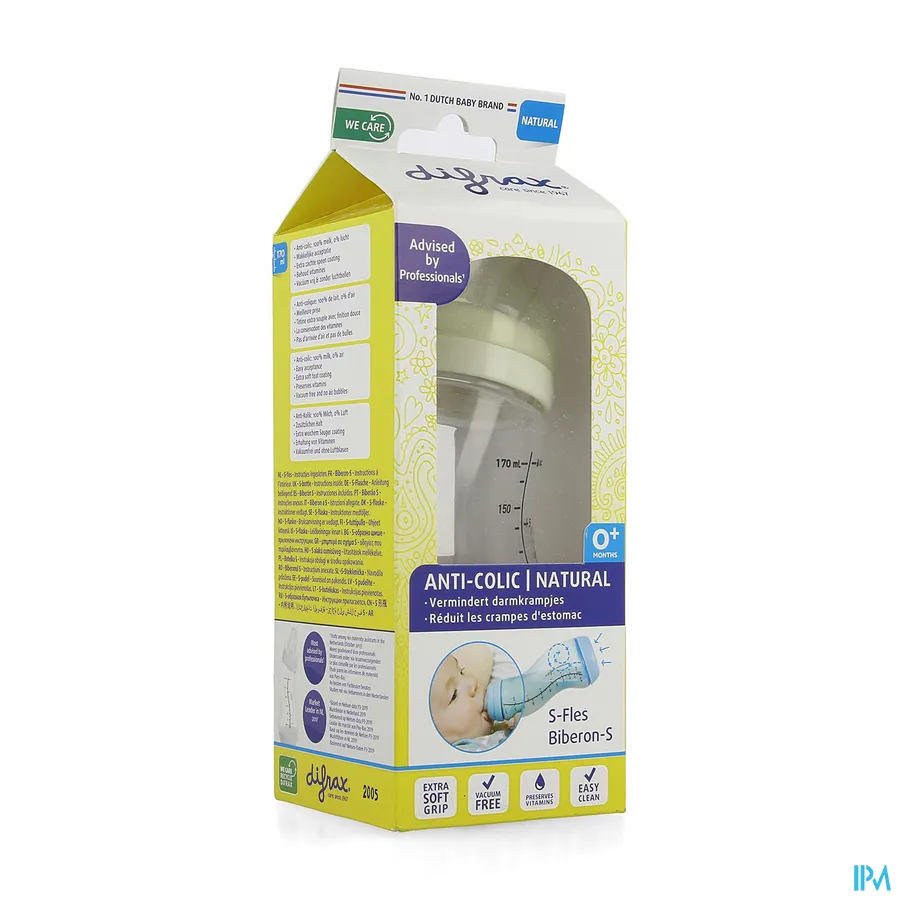 packshot van Difrax S-Fles Natural Crème 170 ml 1 stuk