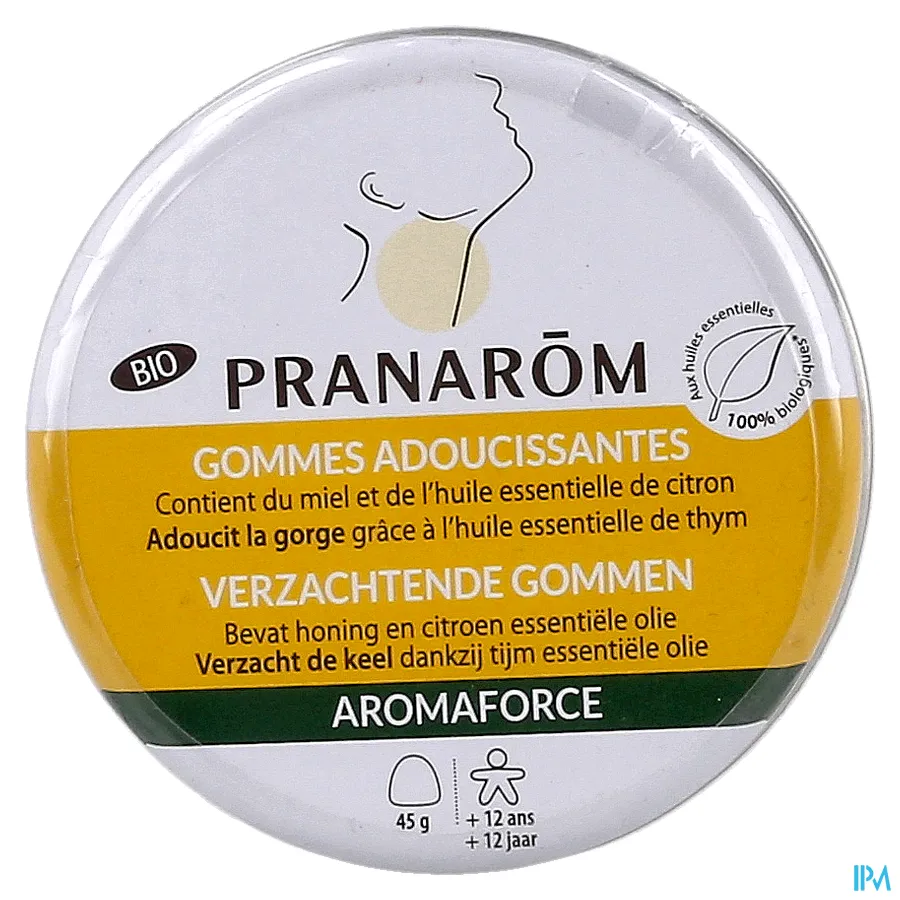 packshot van Pranarom Aromaforce Verzachtende Gommen Keel-Honing 45 g