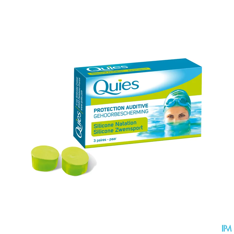 productshot van Quies Gehoorbescherming voor Zwemsport Silicone Oordopjes voor Volwassenen 3 Paar