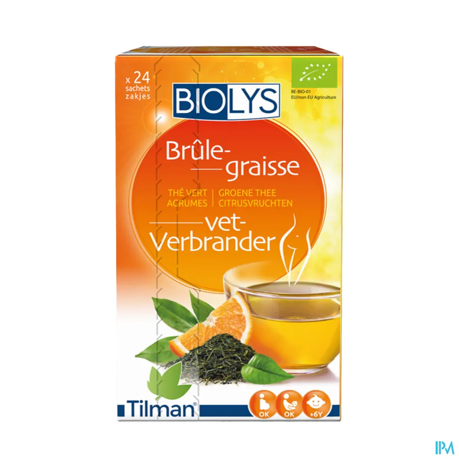 packshot van Tilman Biolys Vetverbrander Groene Thee-Citrusvruchten 24 zakjes