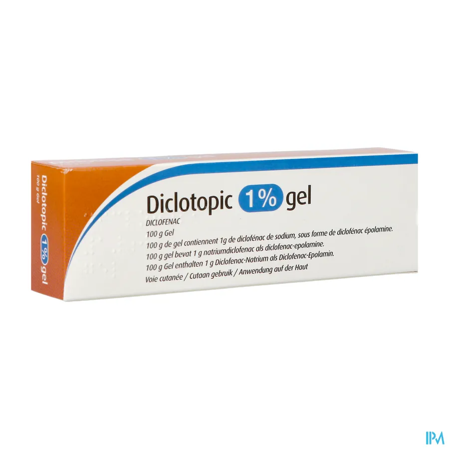 packshot van Diclotopic 1% Gel voor Verlichting van Pijn en Ontsteking Tube 100 g