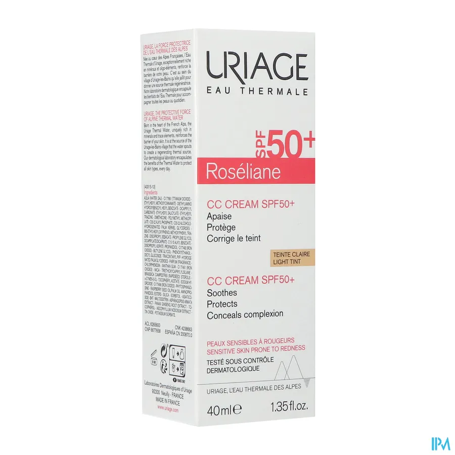 packshot van Uriage Roseliane CC Crème SPF50+ Light 40 ml