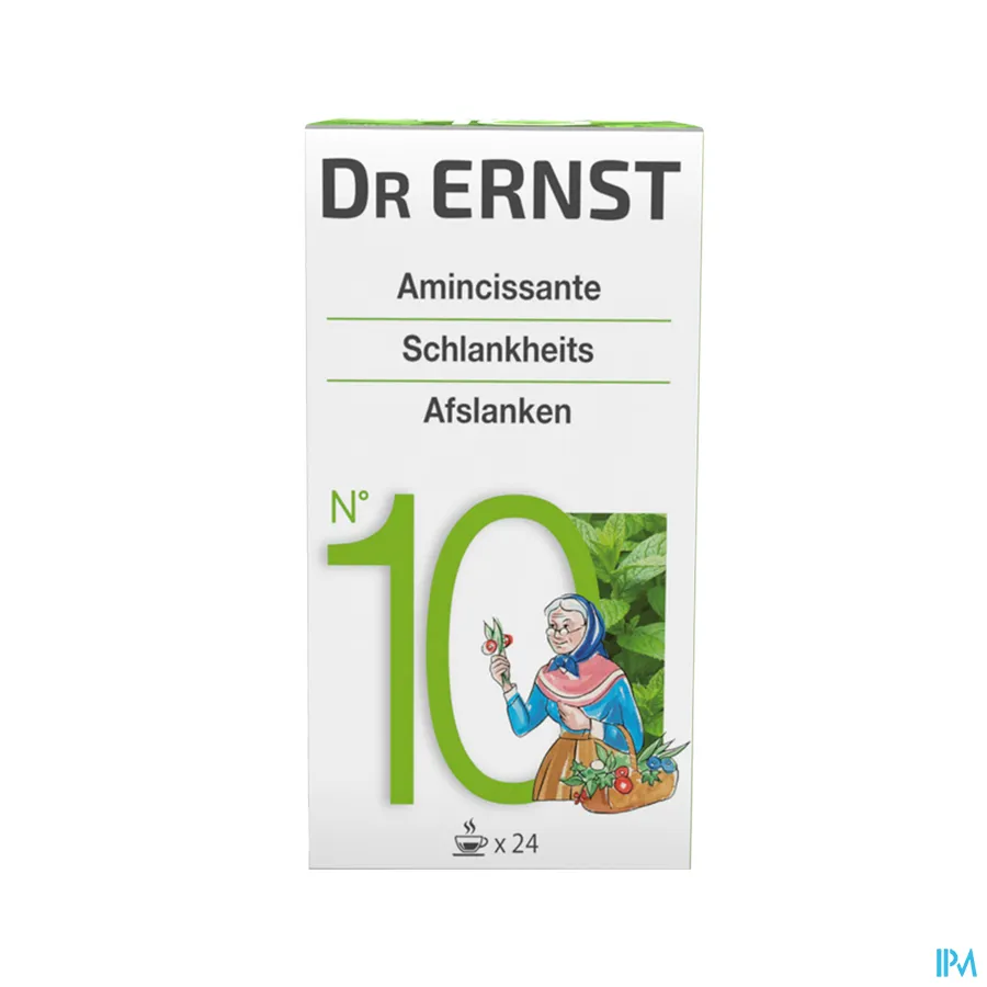 packshot van Dr Ernst Thee voor Afslanken n°10 met Blaaswier en Berk 24 Zakjes