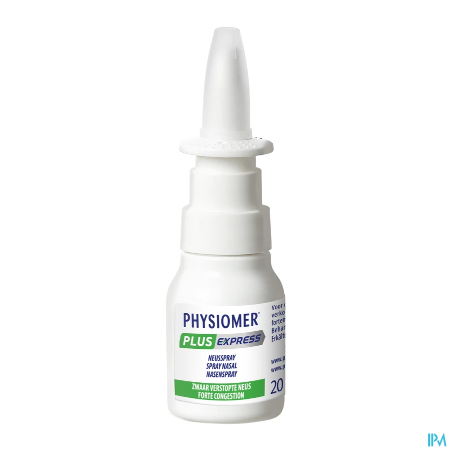 productshot van Physiomer Express tegen Neusverstopping met Hypertonisch Zeewater en Essentiële Oliën Spray 20 ml
