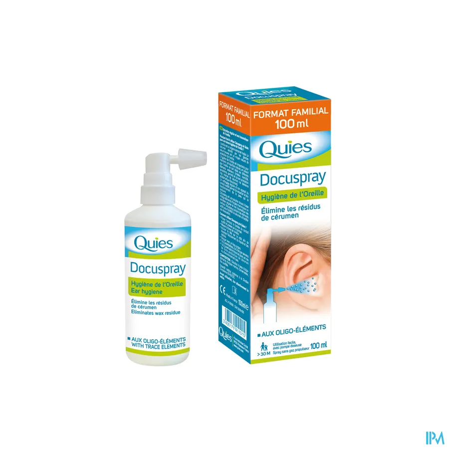 packshot van Quies Docuspray voor Oorhygiëne voor Verwijdering van Oorsmeerresten Spray met Doseerpomp 100 ml
