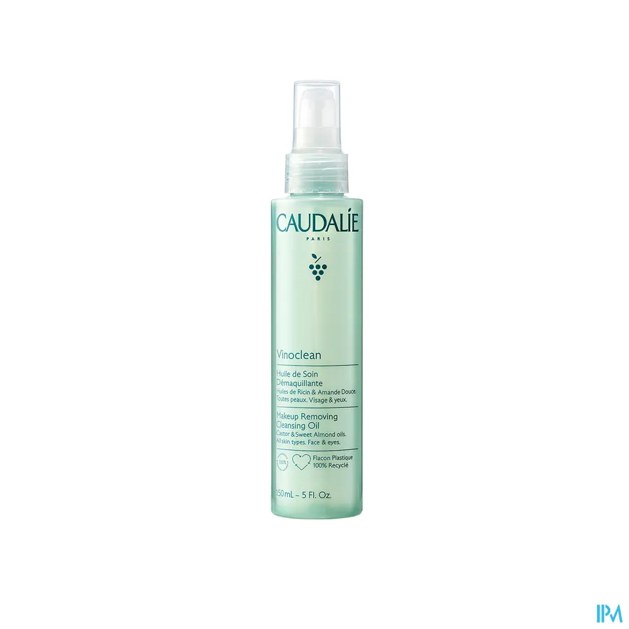 packshot van Caudalie Vinoclean Reinigende Verzorgingsolie voor Gelaat en Ogen voor Alle Huidtypes Pompflacon 150 ml