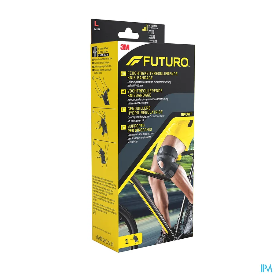 packshot van Futuro Sport Vochtregulerende Kniebandage Maat Large (Middelmatige Steun)