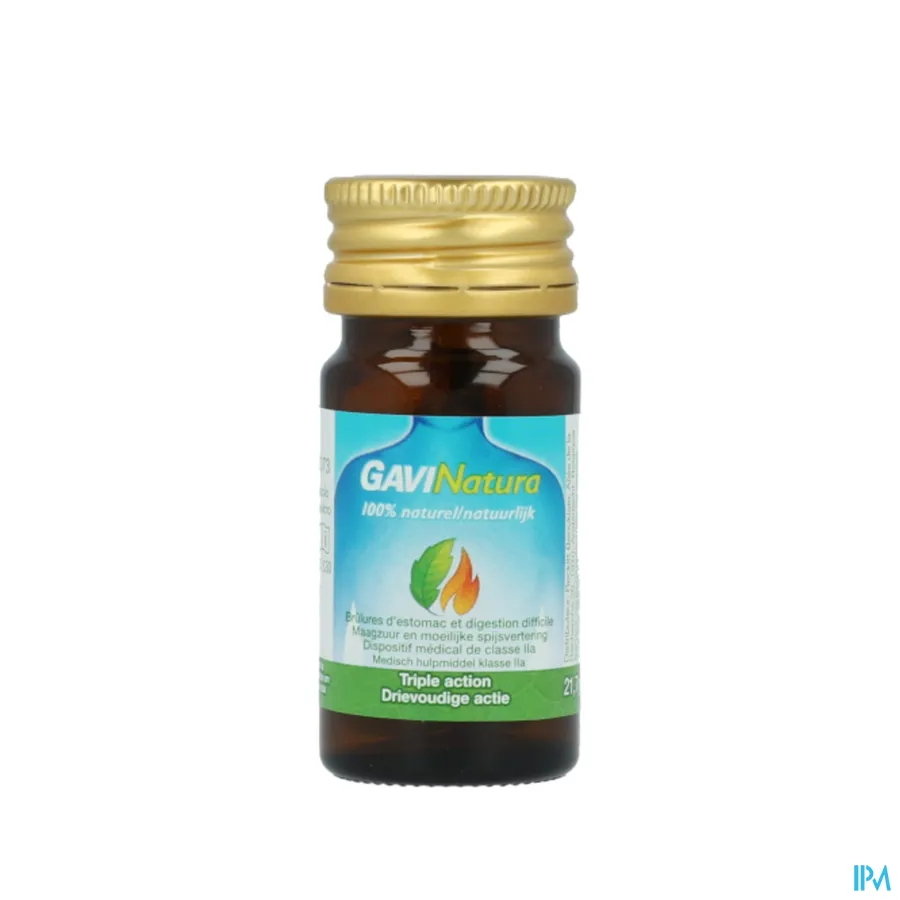 productshot van GaviNatura 100% Natuurlijk met Drievoudige Actie bij Brandend Maagzuur en Moeilijke Spijsvertering 14 Tabletten