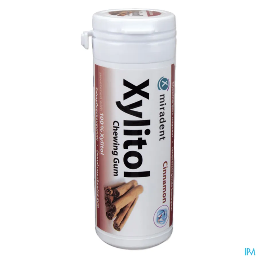 packshot van Miradent Kauwgom Xylitol Kaneel 30 stuks