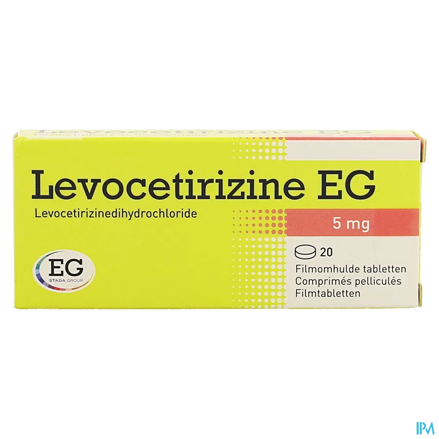 packshot van Levocetirizine EG 5 mg 20 tabletten