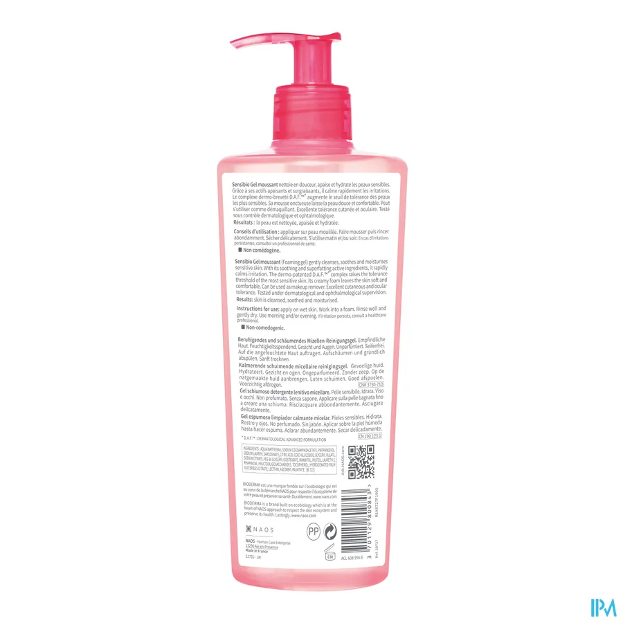 packshot van Bioderma Sensibio Schuimende Reinigingsgel 500 ml