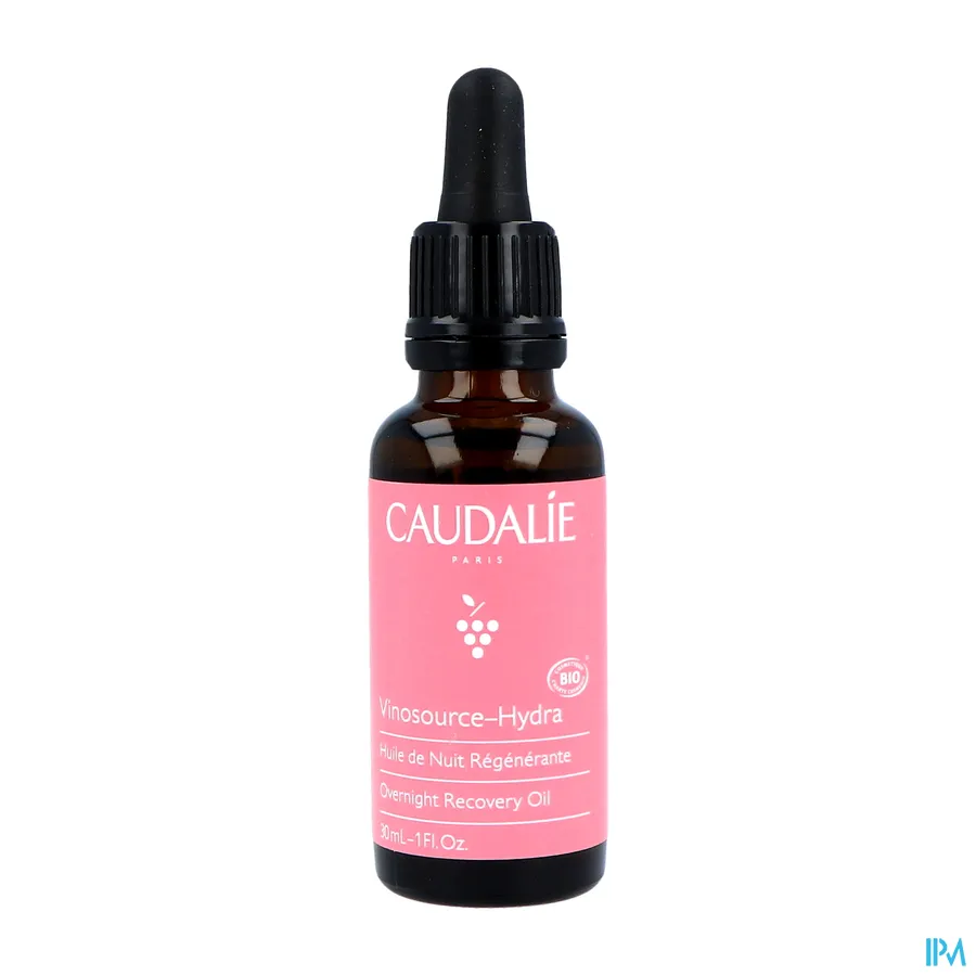 packshot van Caudalie Vinosource-Hydra Herstellende Nachtolie Druppelflacon 30 ml