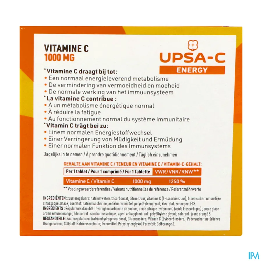 packshot van Upsa C Energy 1000mg 60 bruistabletten