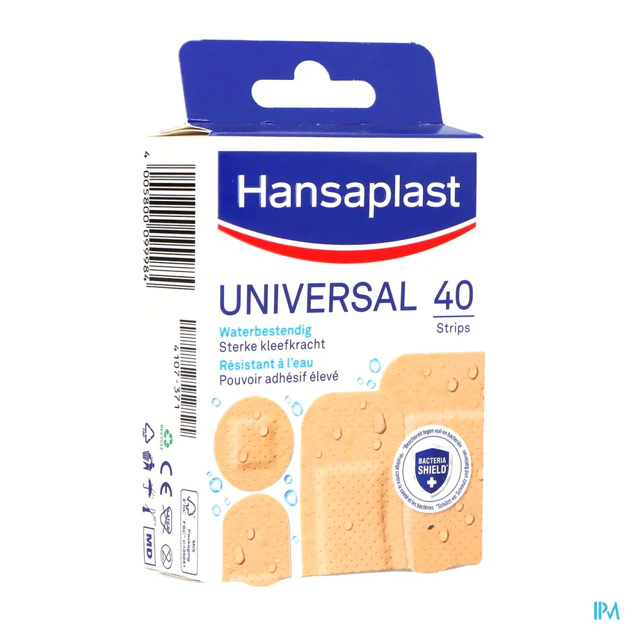 packshot van Hansaplast Universal Waterbestendige Pleister met Sterke Kleefkracht 40 Strips
