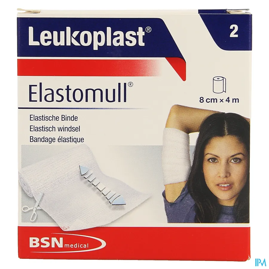 packshot van Elastomull 8cmx4m 2 Leukoplast