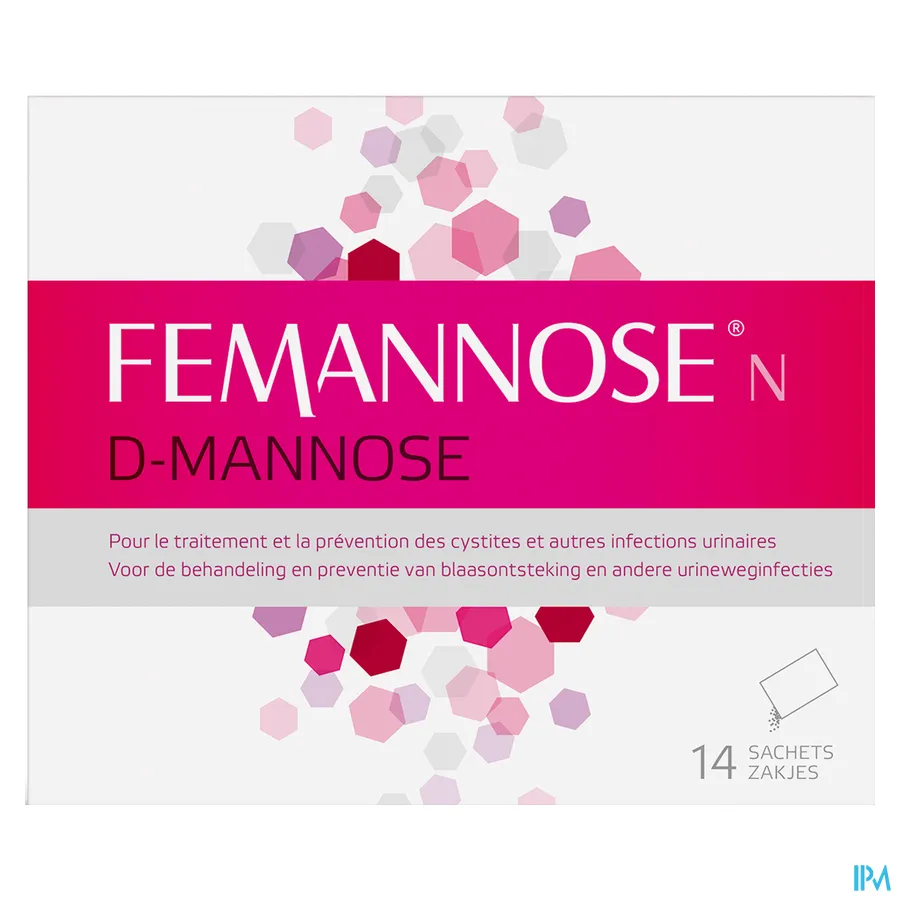 packshot van Femannose voor Behandeling en Preventie van Blaasontsteking en Urineweginfecties 14 Zakjes