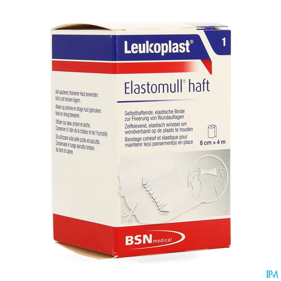 packshot van Elastomull Haft 8cmx4m 1 Leukoplast