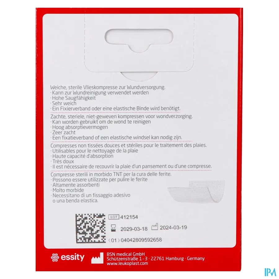 packshot van Cutisoft Steriel Vlieskompres 7,5 cm x 7,5 cm 12 stuks