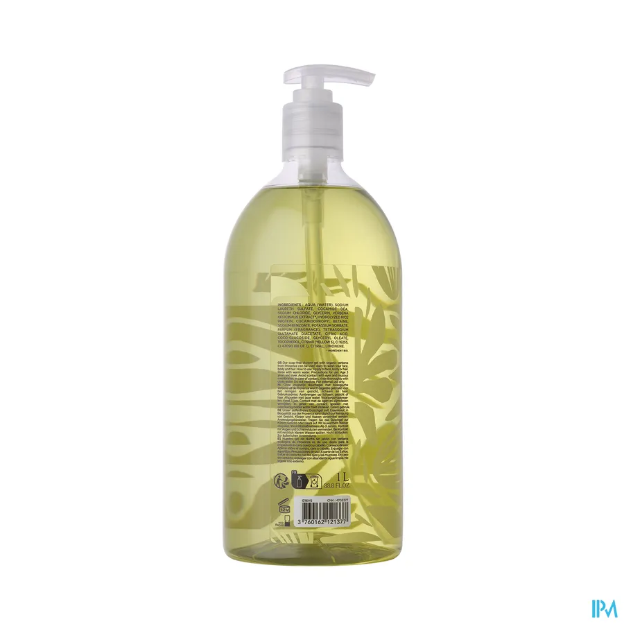 packshot van Cosm'ethik Douchegel Bio Verbena Pompfles 1l