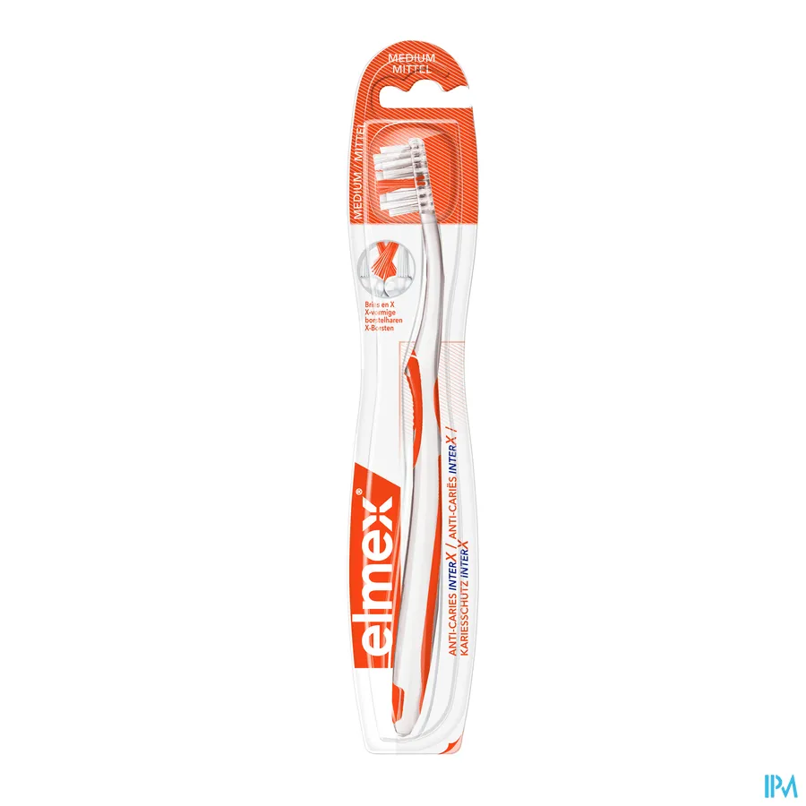 packshot van Elmex Tandenborstel Anti Cariës met X-Haren Medium 1 Stuk