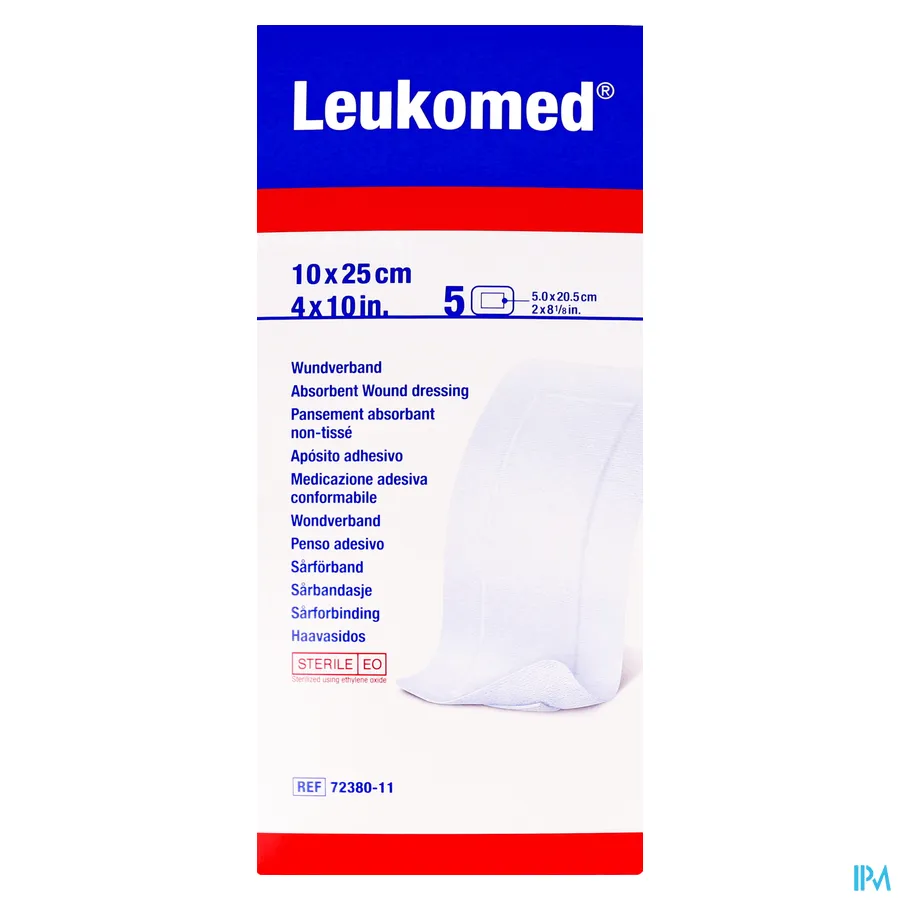 packshot van Leukomed Steriel Wondverband 10 x 25 cm 5 stuks