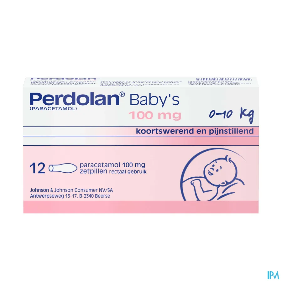 packshot van Perdolan Baby 100 mg 12 Suppo's