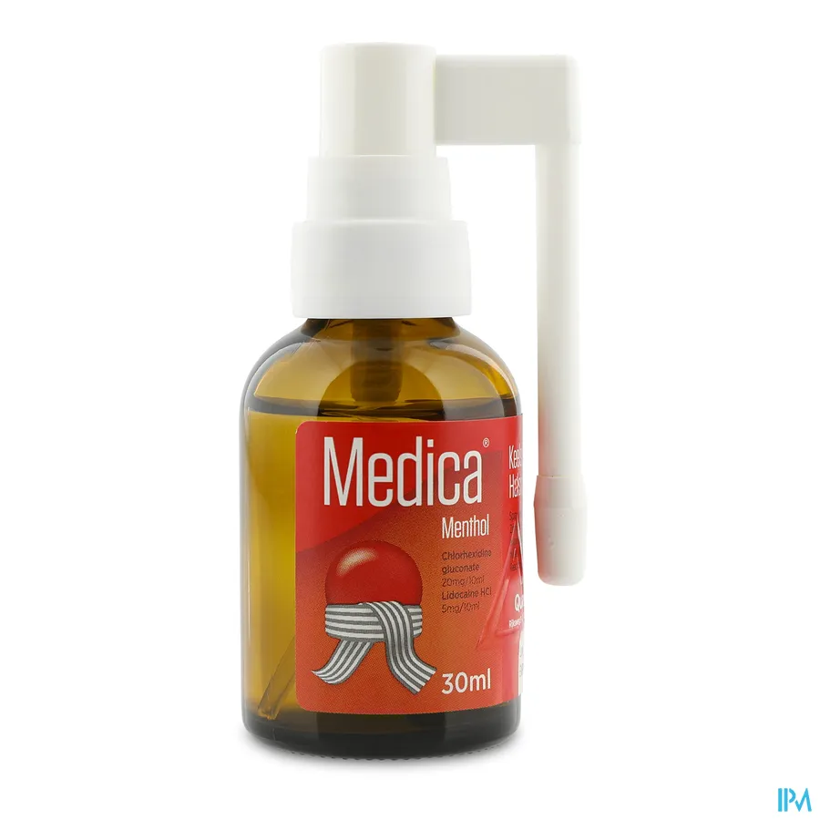 packshot van Medica Keelspray Menthol zonder Suiker 30 ml