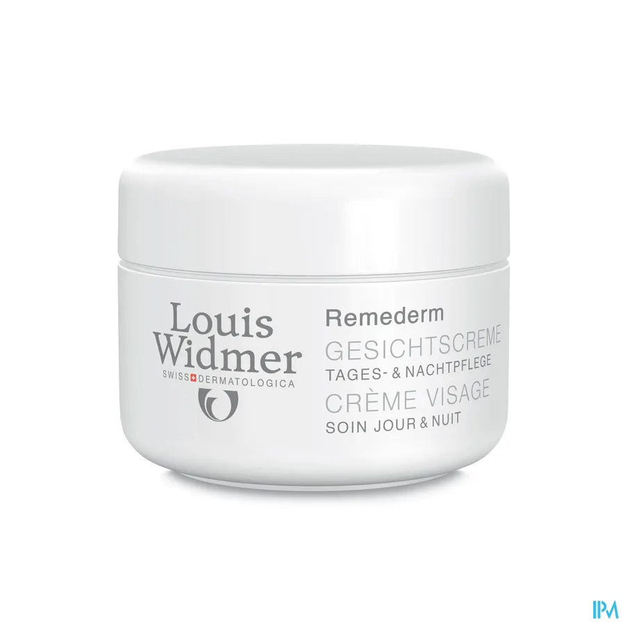 productshot van Louis Widmer Remederm Gezichtscreme Zonder Parfum 50ml