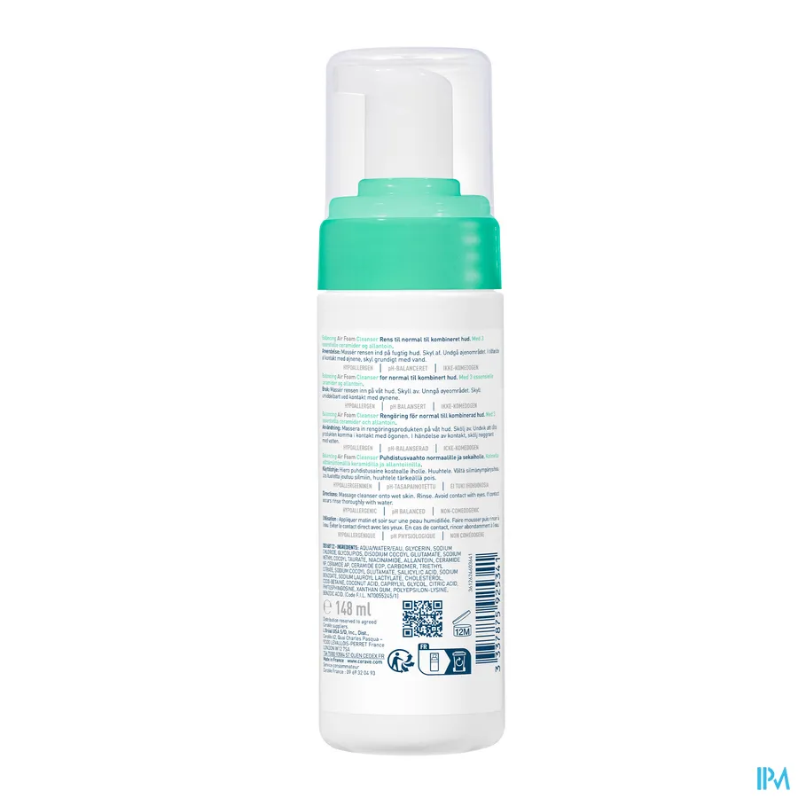 packshot van CeraVe Balancing Air Foam Reiniger 148 ml