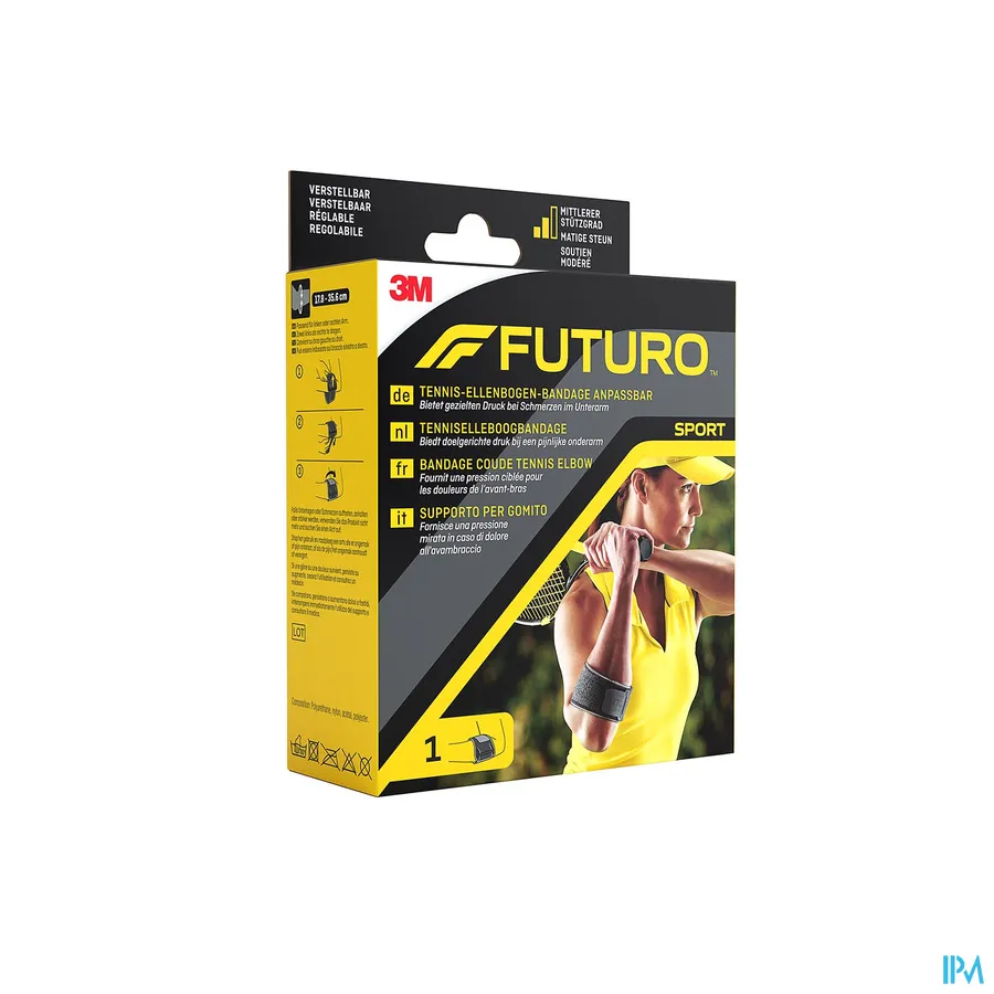 packshot van Futuro Sport Aanpasbare Tenniselleboogbandage (Stevig Stabiliserende Steun)