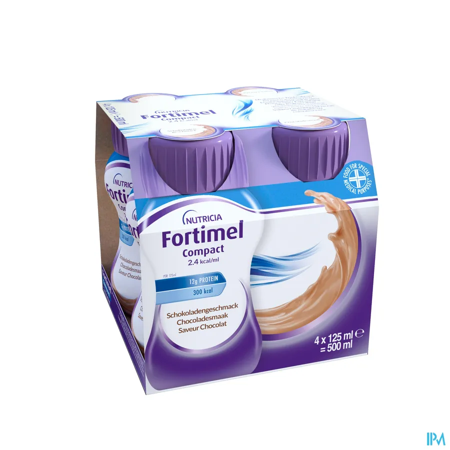 packshot van Fortimel Compact 2.4 kcal/ml 4 x 125 ml Chocolade