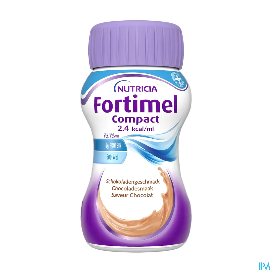 productshot van Fortimel Compact 2.4 kcal/ml 4 x 125 ml Chocolade