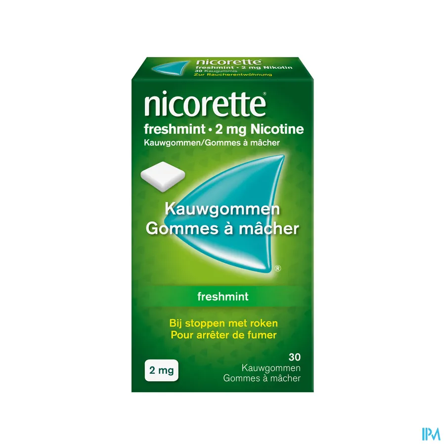packshot van Nicorette Freshmint Kauwgom 2 mg 30 Stuks