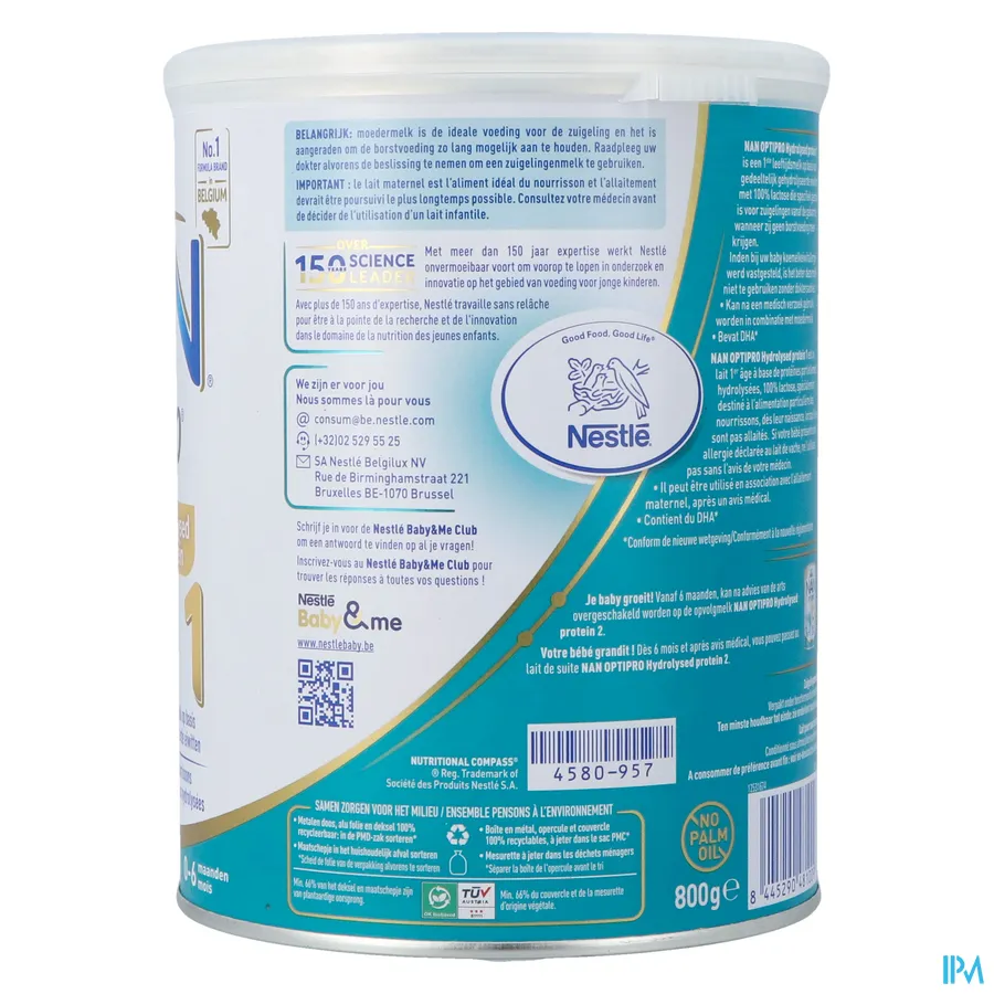 packshot van Nan Optipro Hp Hydrolysed Protein 1 800 g