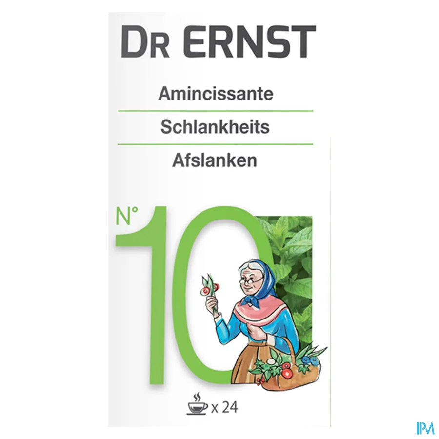 packshot van Dr Ernst Thee voor Afslanken n°10 met Blaaswier en Berk 24 Zakjes