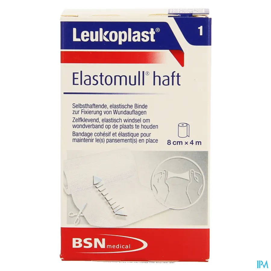 packshot van Elastomull Haft 8cmx4m 1 Leukoplast