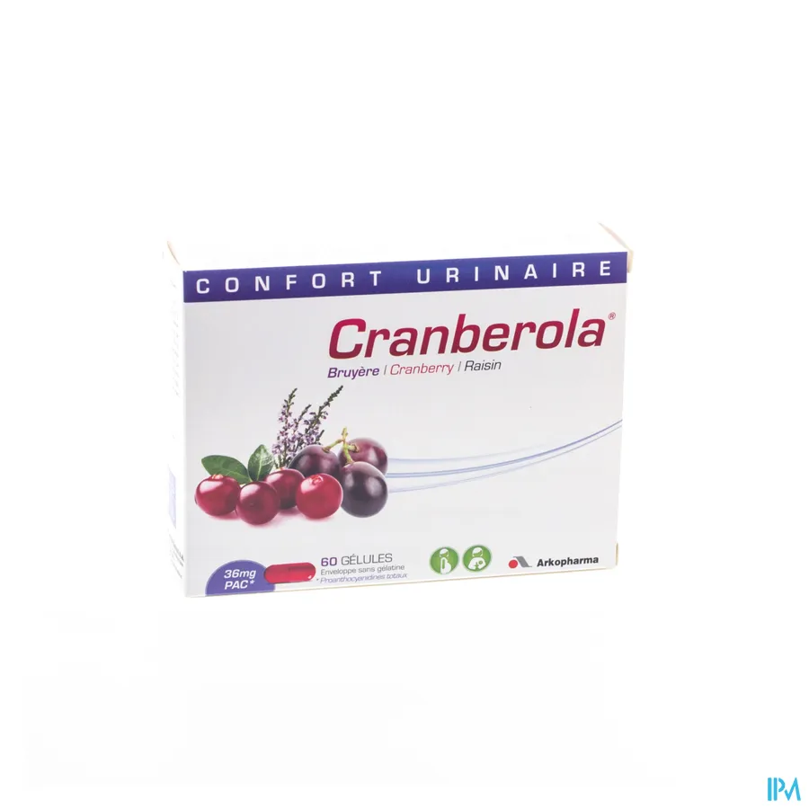 packshot van Cranberola voor Urinair Comfort 60 Capsules