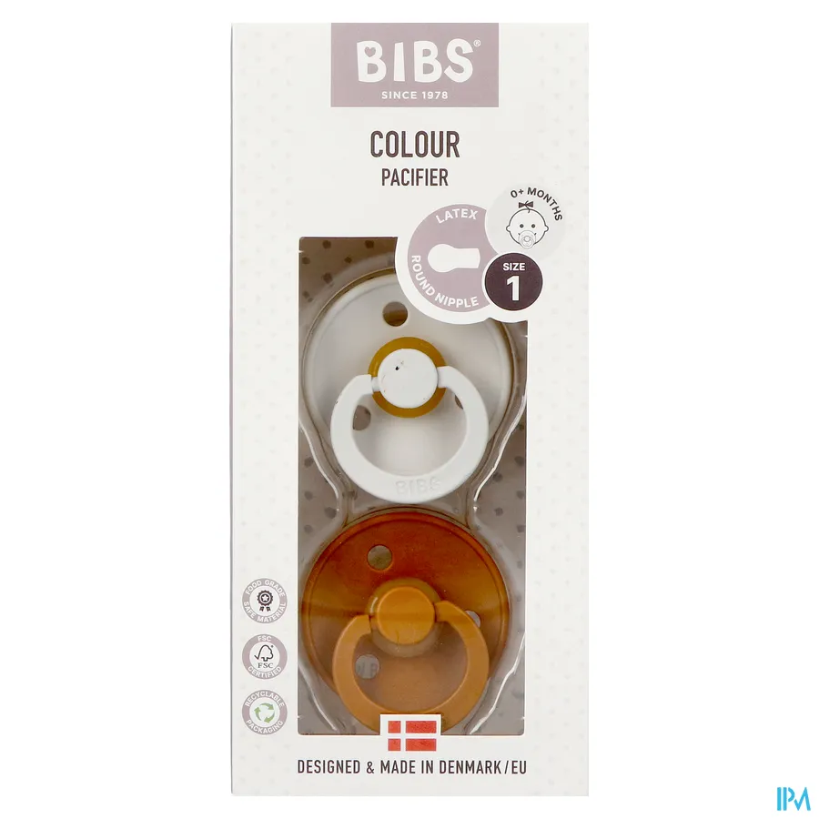 packshot van Bibs 1 Fopspeen Duo Haze/caramel 2