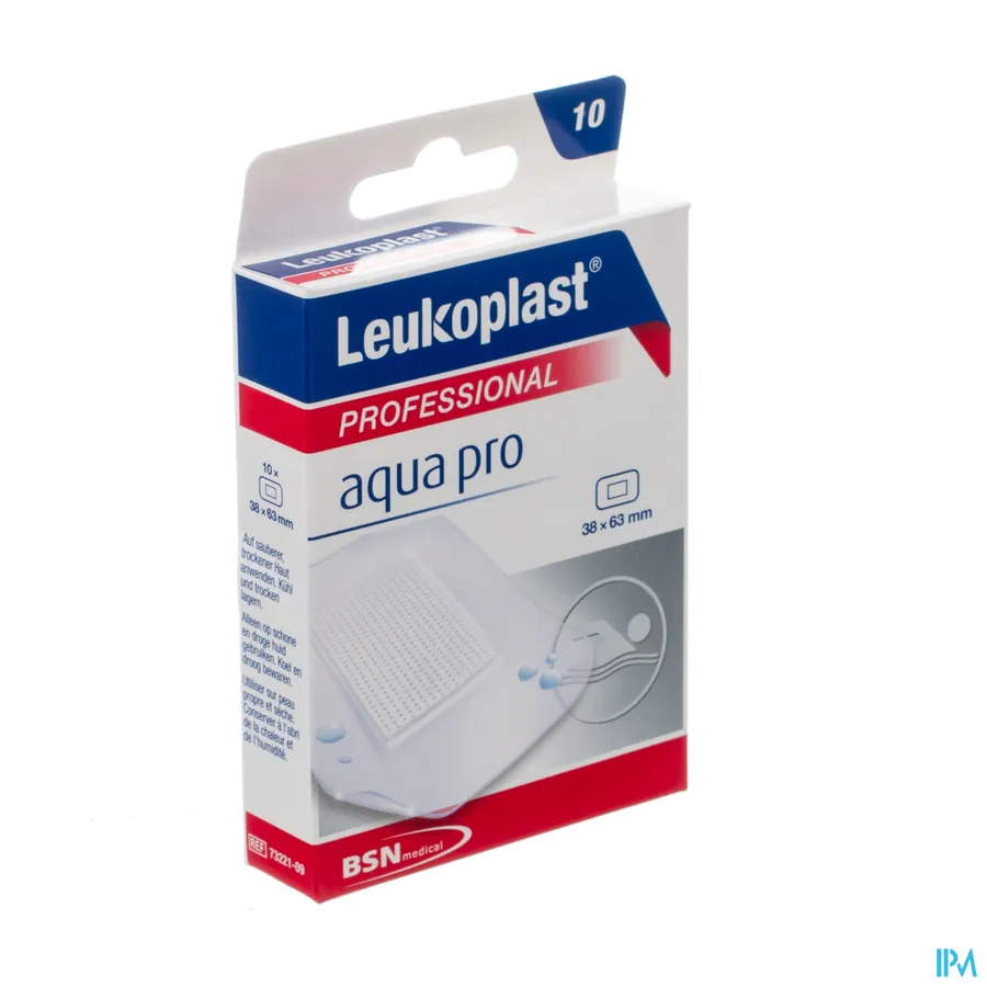 packshot van Leukoplast Aqua Pro 38 x 63 mm 10 stuks
