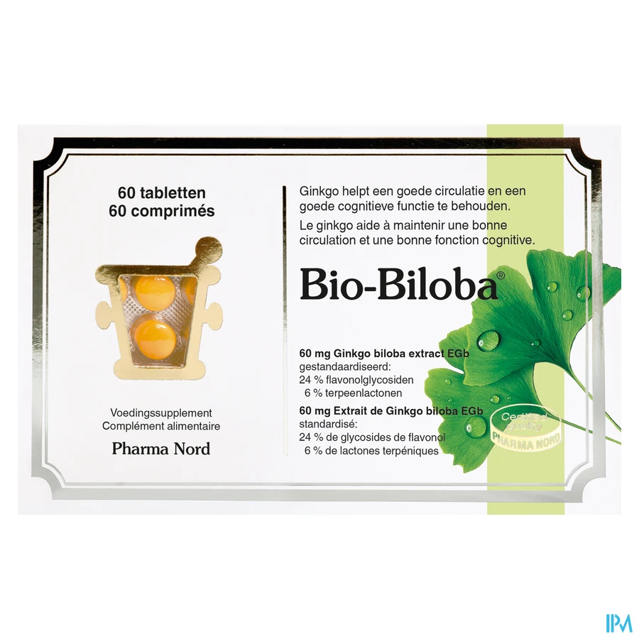 packshot van Bio-Biloba met 60 mg Ginkgo-Biloba 60 Tabletten