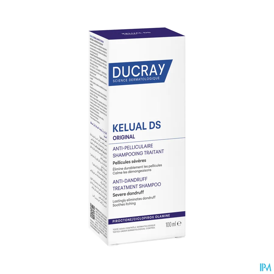 packshot van Ducray Kelual DS Verzorgende Shampoo tegen Schilfertjes en Voorkomt Nieuwe Opflakkeringen Flacon 100 ml