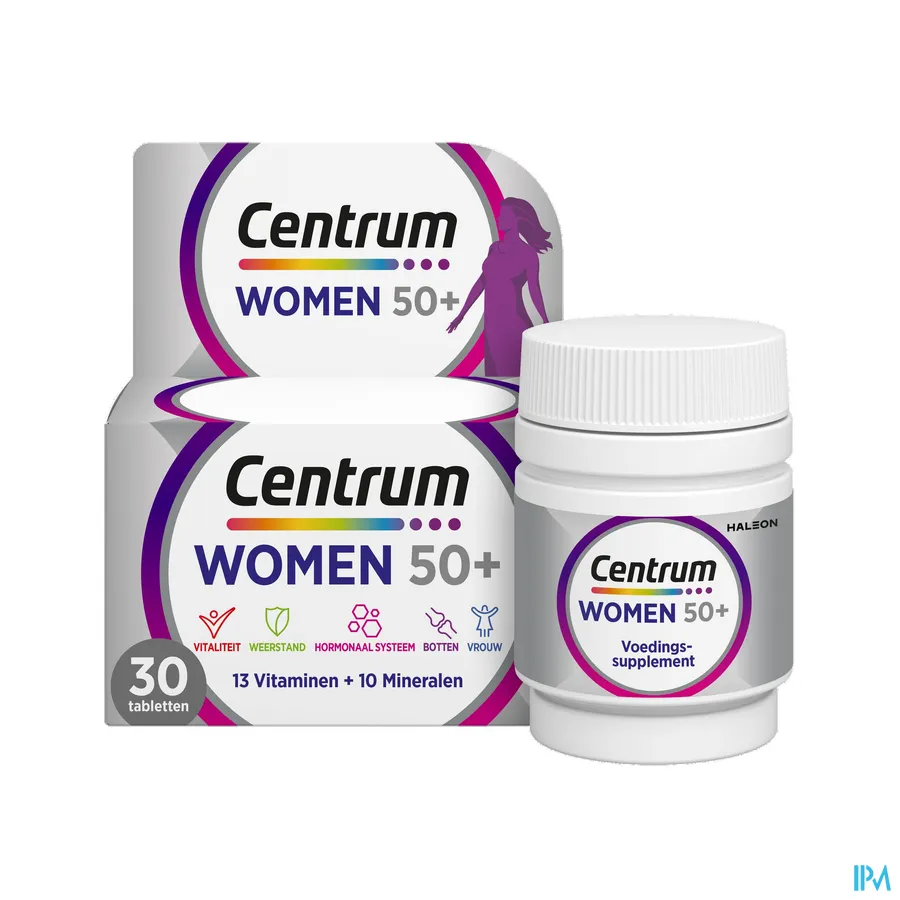 productshot van Centrum Women 50+ met 13 Vitamines en 10 Mineralen 30 Tabletten